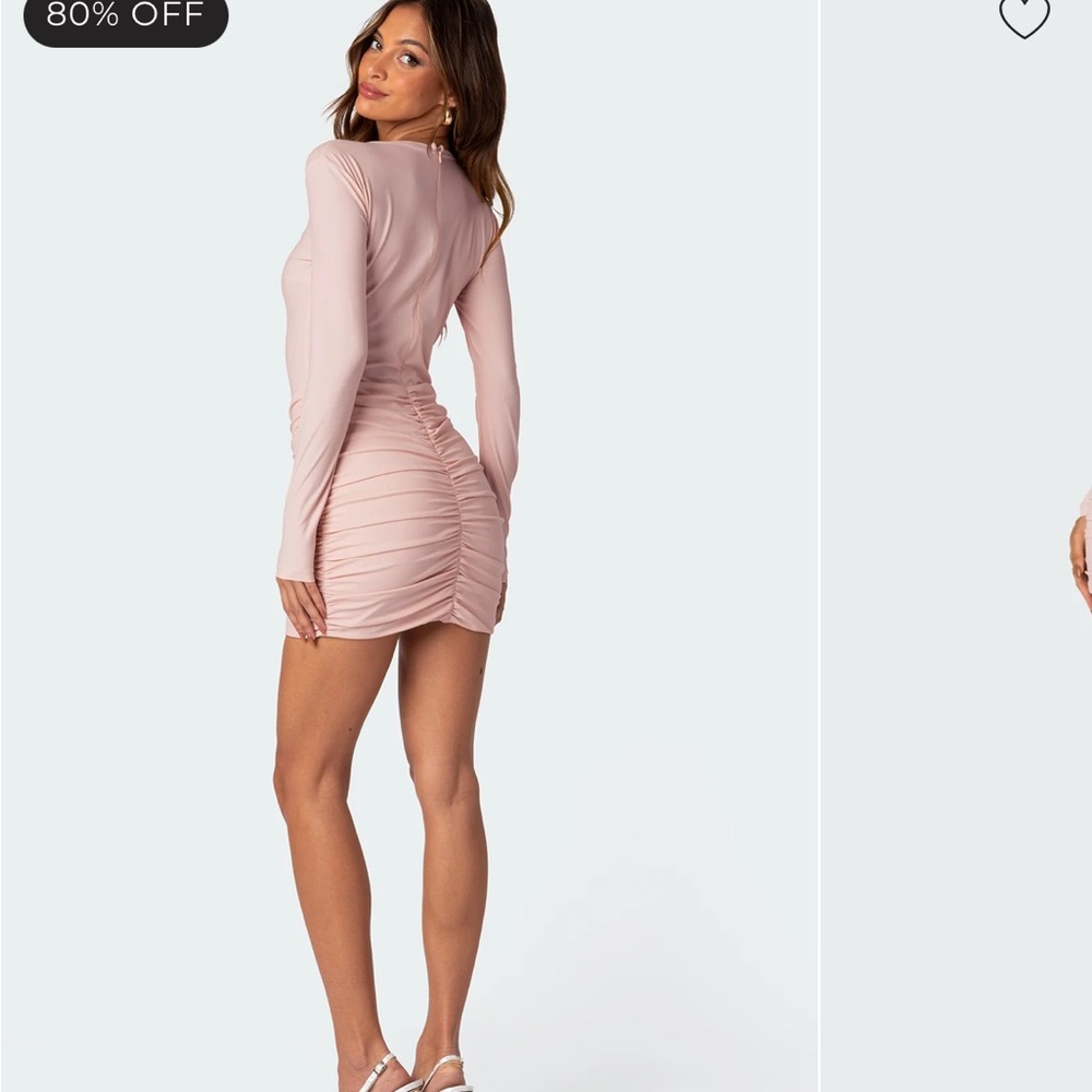 Edikted Pink Long Sleeve Dress - Picture 2 of 4